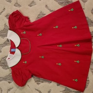 Red Christmas Tree Dress, Corduroy, Monday's Child Sz- 18M